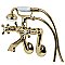 Kingston Brass KS269PB Kingston Tub Wall Mount Clawfoot Tub Faucet with Hand Shower, Polished Brass