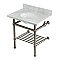 Kingston Brass KVPB3030MBB8 Templeton 30" Console Sink with Brass Legs (8-Inch, 3 Hole), Carrara Marble/Brushed Nickel