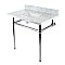 Kingston Brass KVBH3622M8SQ6 Addington 36" Console Sink with Brass Legs (8-Inch, 3 Hole), Marble White/Polished Nickel