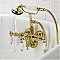 Kingston Brass CA21T2 Vintage 3-3/8" Tub Wall Mount Clawfoot Tub Faucet with Hand Shower, Polished Brass