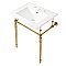 Fauceture KVPB24187W8BB Edwardian 24" Console Sink with Brass Legs (8-Inch, 3 Hole), White/Brushed Brass