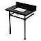 Kingston Brass KVPK30K8SQ0ST Dreyfuss 30" Black Granite Console Sink with Stainless Steel Legs (8-Inch - 3-Hole) - Black Granite/Matte Black