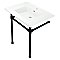 Kingston Brass KVPB3122710 Dreyfuss 31" Console Sink with Stainless Steel Legs (Single Faucet Hole), White/Matte Black