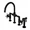 Kingston Brass KS2330NX Hamilton Industrial Style Bridge Kitchen Faucet with Brass Sprayer, Matte Black