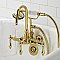 Kingston Brass CA7T2 Vintage 3-3/8" Tub Wall Mount Clawfoot Tub Faucet with Hand Shower, Polished Brass