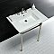 Kingston Brass KVPB31227W86 Dreyfuss 31" Console Sink with Stainless Steel Legs (8-Inch, 3 Hole), White/Polished Nickel