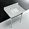 Kingston Brass KVPB30M8SQ1ST Dreyfuss 30" x 22" Carrara Marble Vanity Top with Stainless Steel Legs, Marble White/Polished Chrome