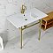Kingston Brass KVPB3722717 Dreyfuss 37-Inch Console Sink with Stainless Steel Legs (Single Faucet Hole), White/Brushed Brass
