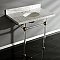 Kingston Brass KVPB36MA7 Templeton 36" x 22" Carrara Marble Vanity Top with Clear Acrylic Console Legs, Carrara Marble/Brushed Brass