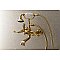 Kingston Brass AE551T2 Aqua Vintage 7-Inch Wall Mount Tub Faucet with Hand Shower, Polished Brass