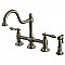 Restoration Bridge Kitchen Faucet with Brass Sprayer -  Brushed Nickel