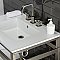 Kingston Brass VWP3122W8A8 Quadras 31-Inch Ceramic Console Sink (8-Inch, 3-Hole), White/Brushed Nickel