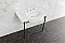 Fauceture VPB28140W8PN Manchester 37" Ceramic Console Sink with Stainless Steel Legs, White/Polished Nickel