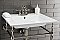 Kingston Brass KVPB25227W4PN Edwardian 25-Inch Console Sink with Brass Legs (4-Inch, 3 Hole), White/Polished Nickel