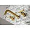 Kingston Brass KS8127CML Manhattan 2-Handle 8 in. Wall Mount Bathroom Faucet, Brushed Brass