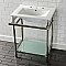 Kingston Brass VPB24187W86 24-Inch Ceramic Console Sink (8-Inch, 3-Hole), White/Polished Nickel