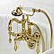 Kingston Brass CA1007T2 Heritage 3-3/8" Tub Wall Mount Clawfoot Tub Faucet with Hand Shower, Polished Brass