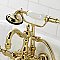 Kingston Brass CA1007T2 Heritage 3-3/8" Tub Wall Mount Clawfoot Tub Faucet with Hand Shower, Polished Brass