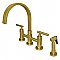 Kingston Brass KS8267CMLBS Manhattan Bridge Kitchen Faucet with Brass Spray, Brushed Brass