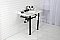 Kingston Brass LMS36MOQ0 Viceroy 36" Carrara Marble Console Sink with Stainless Steel Legs, Marble White/Matte Black