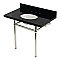 Kingston Brass KVPK3630KB6 Templeton 36" Black Granite Console Sink with Brass Legs (8-Inch - 3-Hole) - Black Granite/Polished Nickel