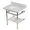 Kingston Brass KVPB3030MBB6 Templeton 30" Console Sink with Brass Legs (8-Inch, 3 Hole), Carrara Marble/Polished Nickel