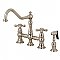 Kingston Brass KS3278AXBS Restoration 8" Bridge Kitchen Faucet with Sprayer, Brushed Nickel