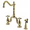 Kingston Brass KS7752AXBS English Country Bridge Kitchen Faucet with Brass Sprayer, Polished Brass