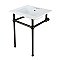 Kingston Brass KVBH25227W4B5 Addington 25" Console Sink with Brass Legs (4-Inch, 3 Hole), White/Oil Rubbed Bronze