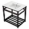 Kingston Brass VWP3122A5 Quadras 31-Inch Ceramic Console Sink (1-Hole), White/Oil Rubbed Bronze