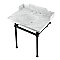 Kingston Brass LMS30MB0 Pemberton 30" Carrara Marble Console Sink with Brass Legs, Marble White/Matte Black