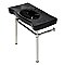 Kingston Brass VPB136K6ST Imperial 36" Ceramic Console Sink Basin with Stainless Steel Legs (8-Inch - 3-Hole) - Black/Polished Nickel