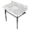 Kingston Brass KVPB3622M8SQ0 Edwardian 36" Console Sink with Brass Legs (8-Inch, 3 Hole), Marble White/Matte Black