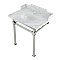Kingston Brass LMS30MOQ6 Viceroy 30" Carrara Marble Console Sink with Stainless Steel Legs, Marble White/Polished Nickel