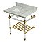 Kingston Brass KVPB3030MASQB7 Templeton 30" Console Sink with Acrylic Legs (8-Inch, 3 Hole), Carrara Marble/Brushed Brass