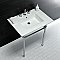 Kingston Brass KVPB31227W81 Dreyfuss 31" Console Sink with Stainless Steel Legs (8-Inch, 3 Hole), White/Polished Chrome