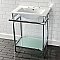 Kingston Brass VPB24187W81 24-Inch Ceramic Console Sink (8-Inch, 3-Hole), White/Chrome