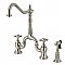Kingston Brass KS7758AXBS English Country Bridge Kitchen Faucet with Brass Sprayer, Brushed Nickel
