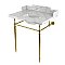 Kingston Brass LMS3022M87 Habsburg 30" Carrara Marble Console Sink with Brass Legs, Marble White/Brushed Brass