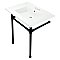 Kingston Brass KVPB31227W40 Dreyfuss 31" Console Sink with Stainless Steel Legs (4-Inch, 3 Hole), White/Matte Black