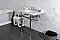 Kingston Brass LMS36MB1 Pemberton 36" Carrara Marble Console Sink with Brass Legs, Marble White/Polished Chrome