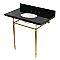 Kingston Brass KVPK3622K87 Edwardian 36" Black Granite Console Sink with Brass Legs (8-Inch - 3-Hole) - Black Granite/Brushed Brass