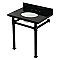Kingston Brass KVPK30KOQ0 Monarch 30" Black Granite Console Sink with Stainless Steel Legs (8-Inch - 3-Hole) - Black Granite/Matte Black