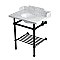 Kingston Brass LMS30MBB0 Pemberton 30" Console Sink with Brass Legs (8-Inch, 3 Hole), Marble White/Matte Black