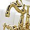 Kingston Brass CA1007T2 Heritage 3-3/8" Tub Wall Mount Clawfoot Tub Faucet with Hand Shower, Polished Brass