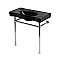 Kingston Brass KVPB36198K381 Imperial 36" Ceramic Console Sink with Stainless Steel Legs (8-Inch - 3-Hole) - Black/Polished Chrome