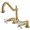 Kingston Brass KS1142PX Heritage Two-Handle Bridge Kitchen Faucet, Polished Brass