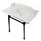 Kingston Brass LMS36M8SQ0ST Wesselman 36" Carrara Marble Console Sink with Stainless Steel Legs, Marble White/Matte Black